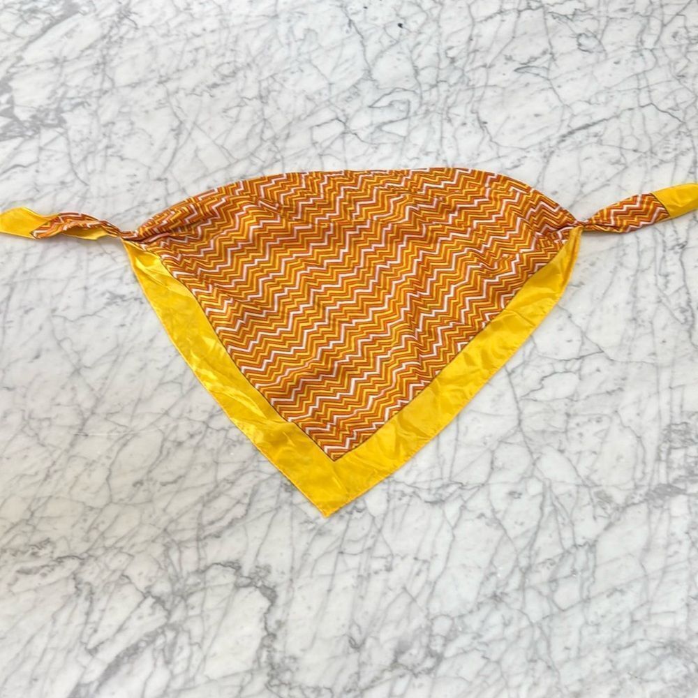 Vtg Handmade Chevron‎ Neck Head Scarf Geometric Pattern